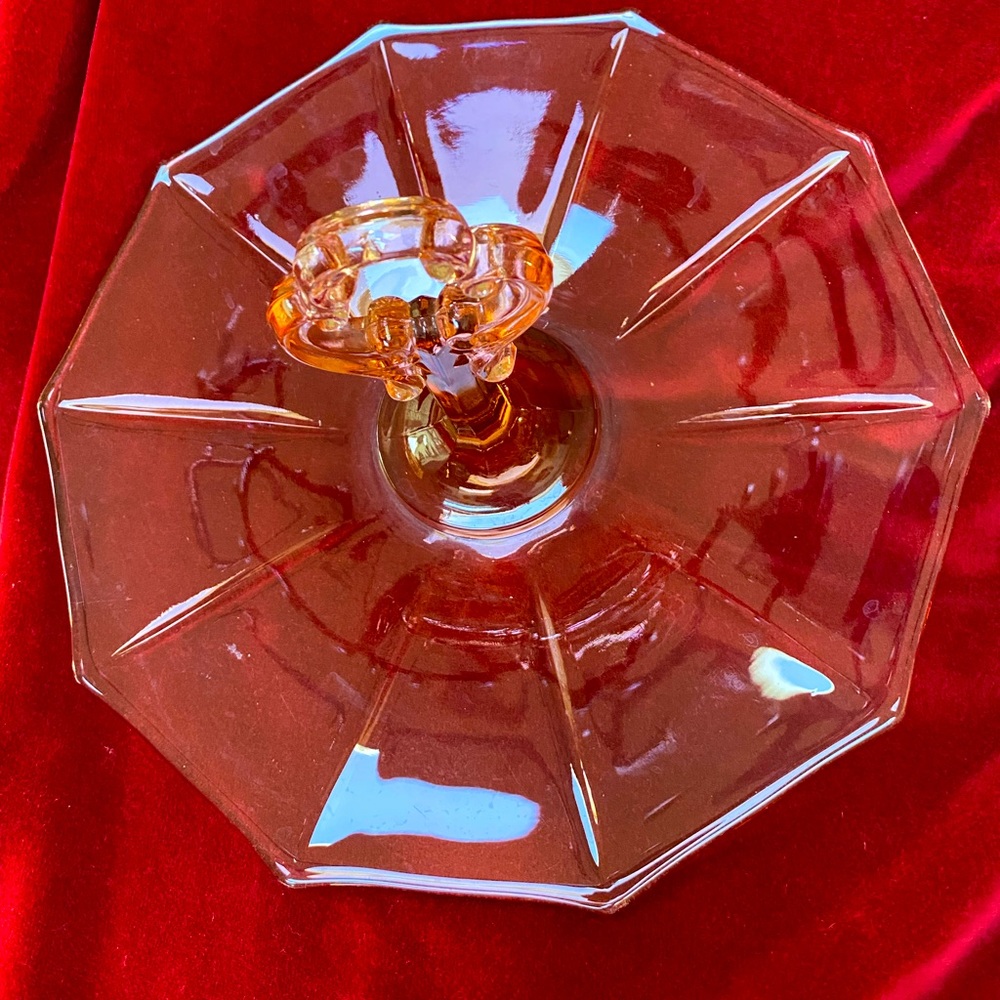 Pink Cambridge depression glass serving plate